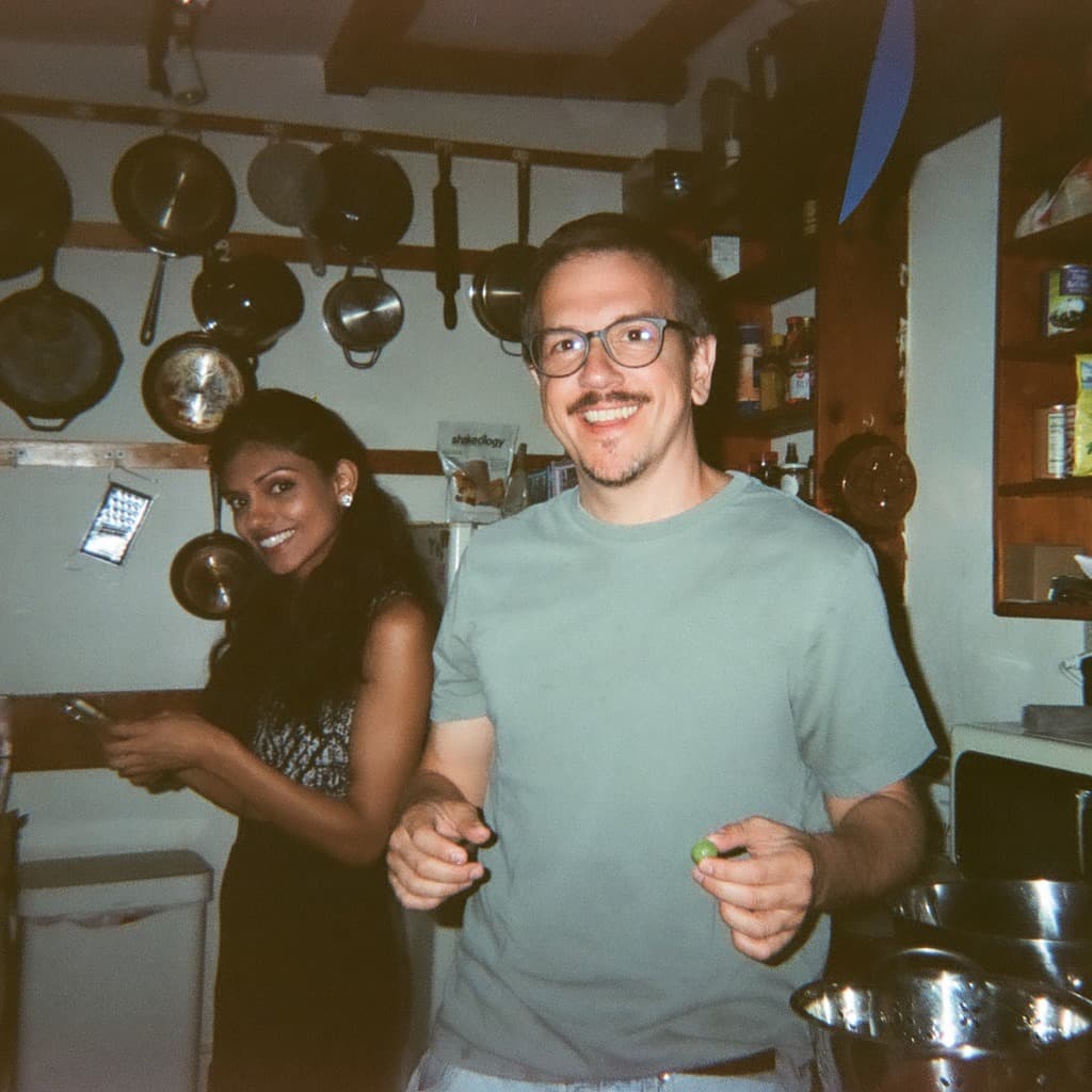 Morgan and Saba cooking in the kitchen